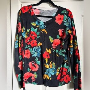 Navy blue, floral cardigan